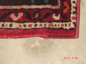 Repair on oriental rug damage