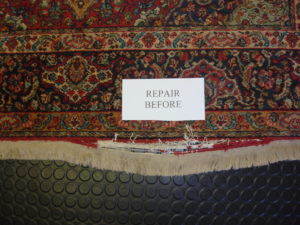 Rug Fringe Repair Before photo