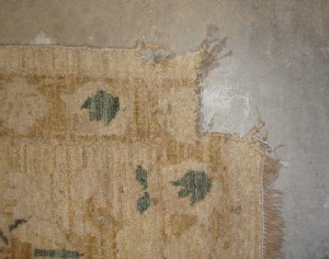 Area Rug with damaged corner and border