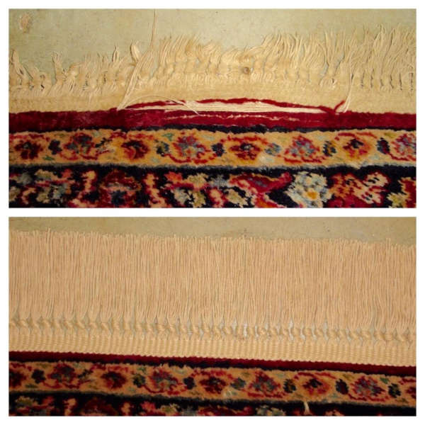 before and after rug fringe repair